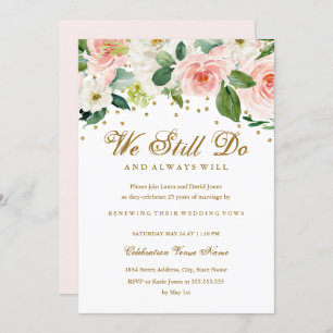 Pink Gold Watercolor Vow Renewal Anniversary Invitation