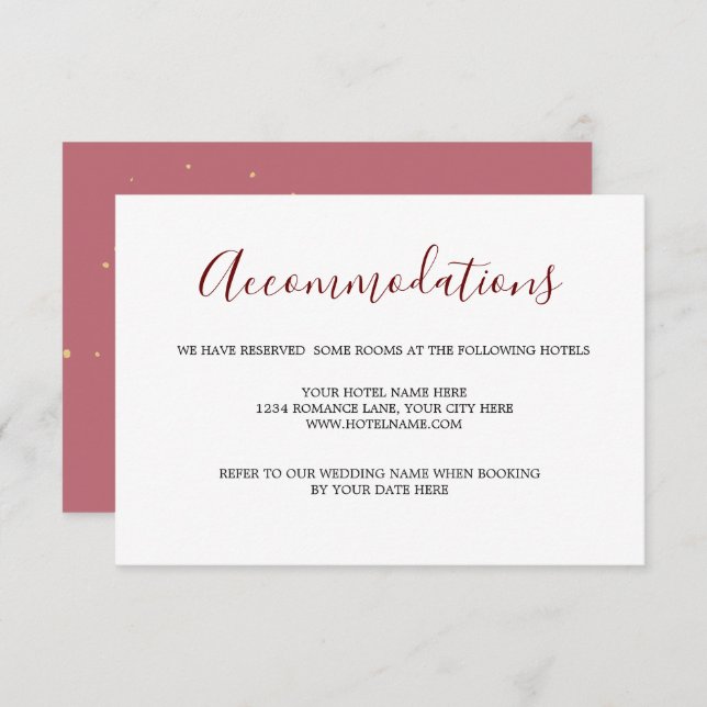 Pink Gold Wedding Enclosure  RSVP Card (Front/Back)