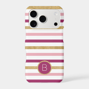 Pink Gold White Classic Stripe Monogram