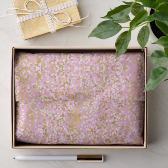Pink Gold White Confetti Birthday Tissue Paper (Gift)
