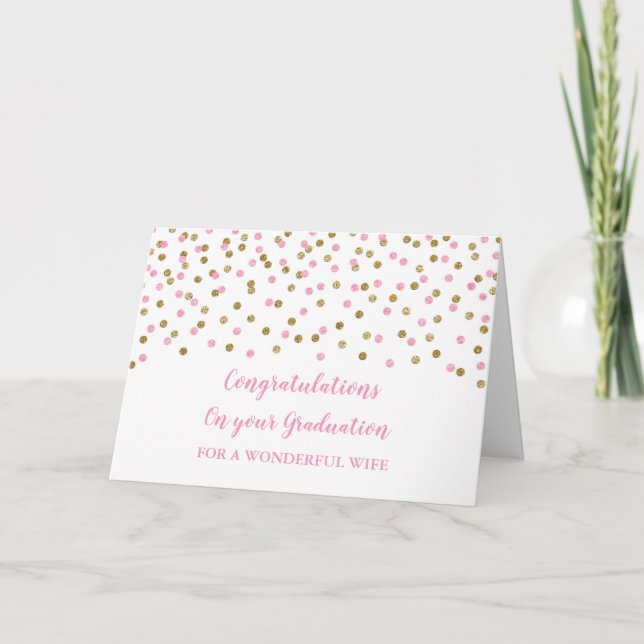 Pink Gold Wife Congratulations Graduation Card (Front)