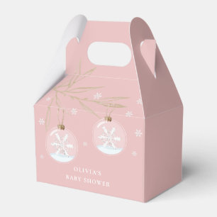 Pink Gold Winter Snowflake Baby Shower  Favour Box