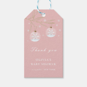 Pink Gold Winter Snowflake Baby Shower Gift Tags