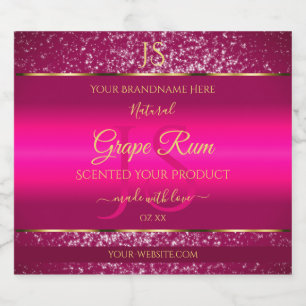 Pink Gold with Glitter and Initials Product Labels