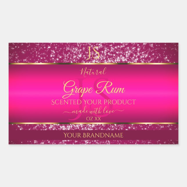 Pink Gold with Glitter and Initials Product Labels (Front)