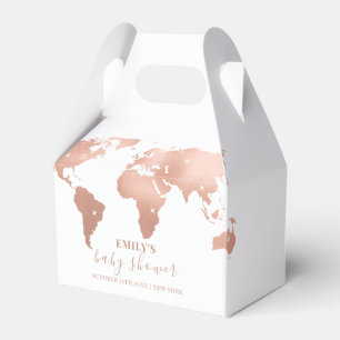 Pink Gold World Map Travel Adventure Baby Shower Favour Box