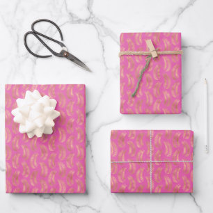 Pink & Gold Wrapping Paper Flat Sheet Set of 3