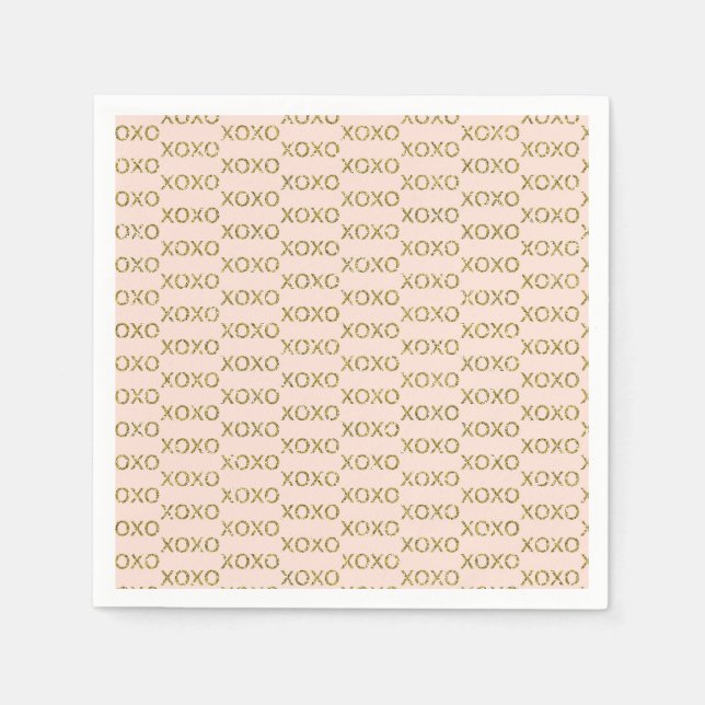 Pink & Gold xoxo Valentine's Party Napkin (Front)
