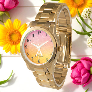 Pink Gold Yellow Glitter  Watch