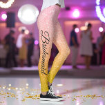 Pink Gold Yellow Sparkle Glitter Party Leggings<br><div class="desc">Pink Gold Yellow Glitter Sparkle Leggings with Faux Pink Yellow Glitter background and name in black. Use personalise this template option to change the text | Use customise further option to change the text style,  size and colour if required. If you don’t need text,  delete it.</div>