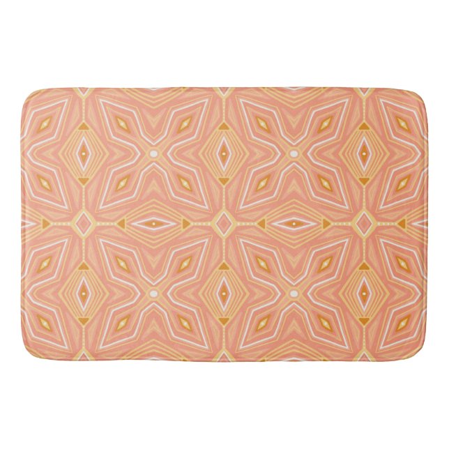 Pink Gold Zigzags Geometric Pattern Bath Mat (Front)