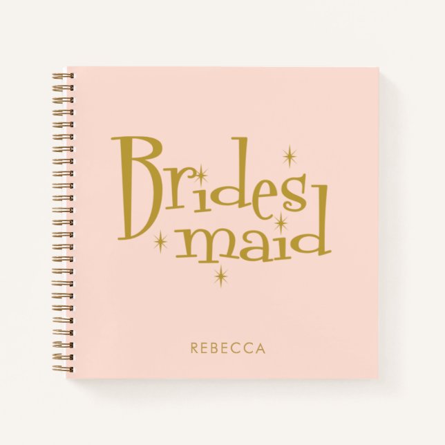 Pink Golden Bridesmaid Gifts Notebook (Front)