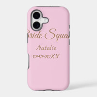 Pink golden bridesmaid squad add name girly