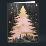 Pink Golden Christmas Tree Card<br><div class="desc">Pink Golden Christmas Tree Card</div>