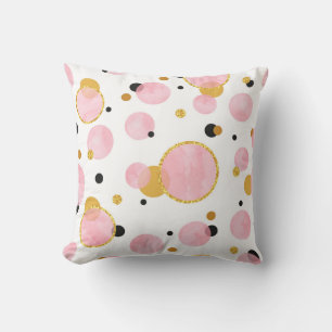 Pink Golden Dots, Geometric Vintage. Cushion