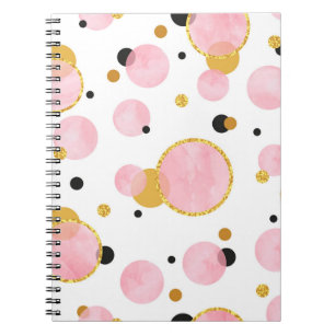 Pink Golden Dots, Geometric Vintage. Notebook