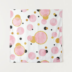 Pink Golden Dots, Geometric Vintage. Tapestry