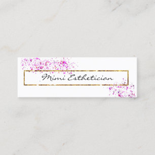 Pink Golden Frame Confetti Professional Abstarct Mini Business Card