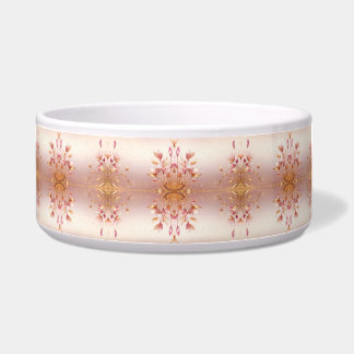 Pink Golden Leaves Floral Ceramic Pet Bowl