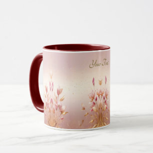 Pink Golden Leaves Floral Coffee Mug