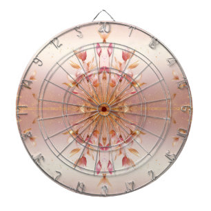 Pink Golden Leaves Floral Dartboard