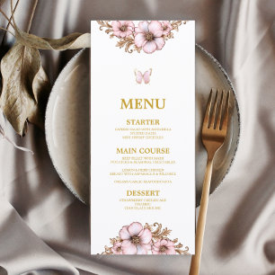 Pink Golden Tiara Butterfly Quinceañera  Menu