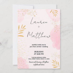 Pink Golden Wedding Invitations