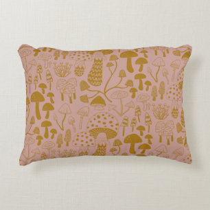 Pink Goldenrod Mushroom Decorative Cushion