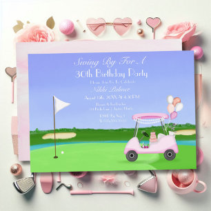 Pink Golf 30th Birthday Party Invitation