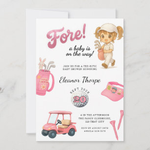 Pink Golf Baby Shower Invitation Pink