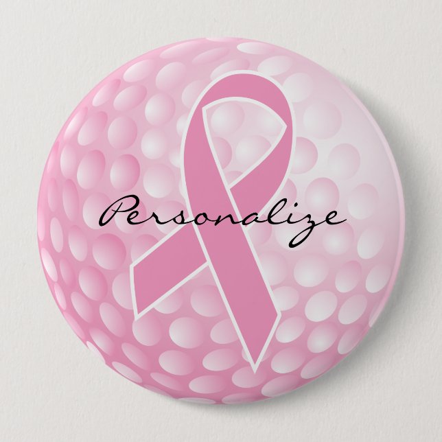 Pink Golf Ball - Cancer Support 10 Cm Round Badge (Front)