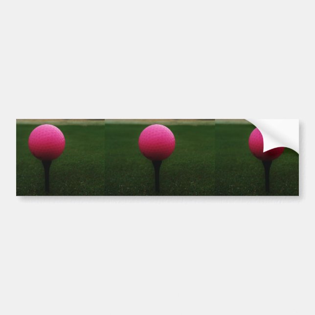 Pink Golf Ball on a mountain golf course Bumper Sticker (Front)