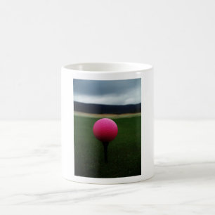 Pink Golf Ball on a mountain golf course Coffee Mug