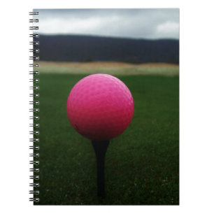 Pink Golf Ball on a mountain golf course Notebook