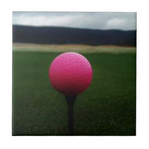Pink Golf Ball on a mountain golf course Tile