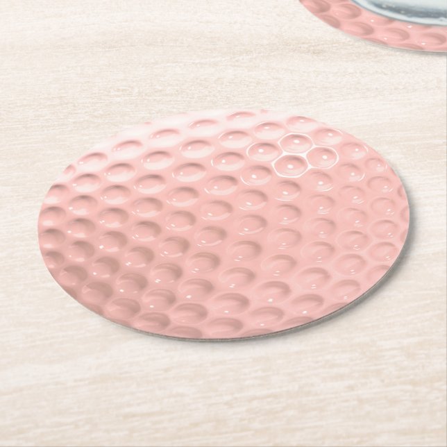 Pink Golf Ball Sport Round Paper Coaster (Angled)