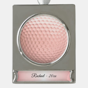 Pink Golf Ball Sport Silver Plated Banner Ornament