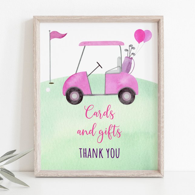 Pink Golf Birthday Cards and Gifts Sign (Creator Uploaded)
