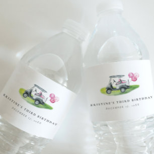 Pink Golf Birthday Par-tee Water Bottle Label