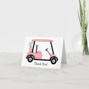 Pink Golf Buggy Thank You Card