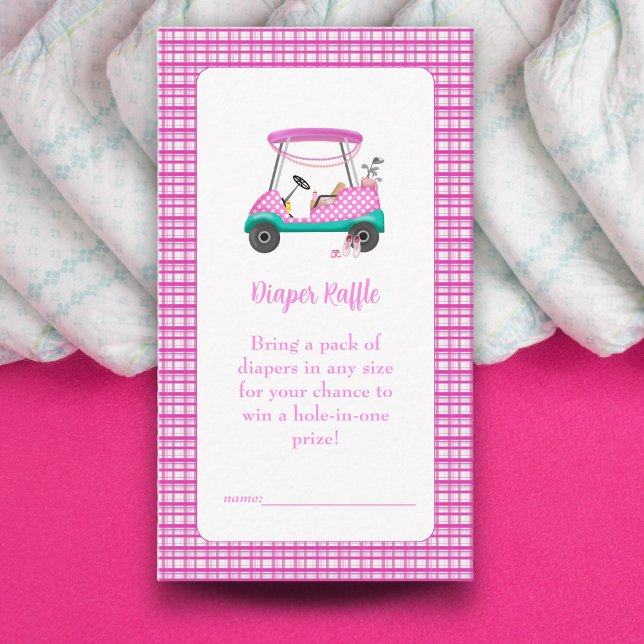Pink Golf Cart Baby Supplies Baby Shower Diaper  Enclosure Card (Creator Uploaded)