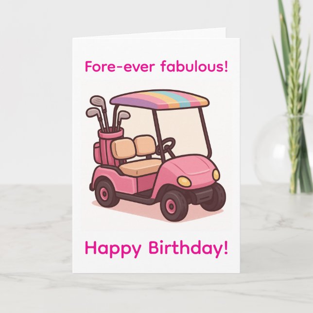Pink Golf Cart Card (Front)