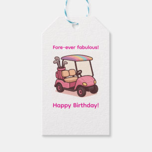 Pink Golf Cart Gift Tags