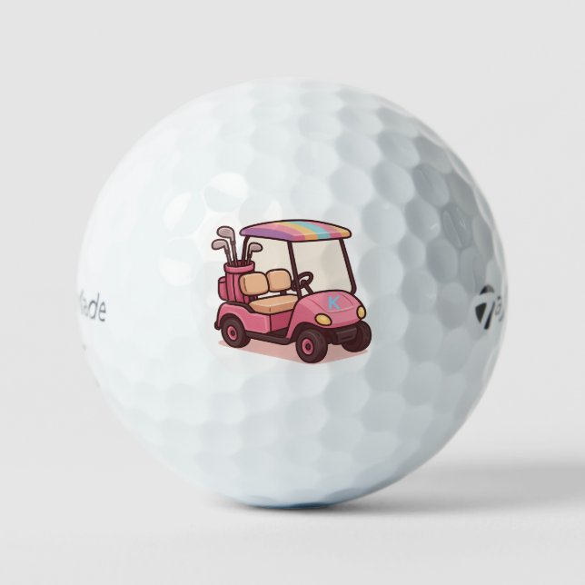 Pink Golf Cart Personalised Balls (Front)