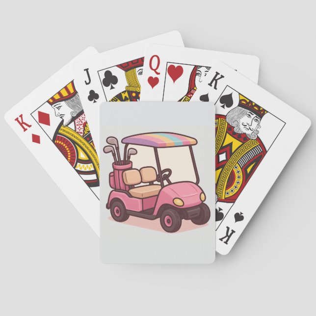 Pink Golf Cart Playing Cards (Back)