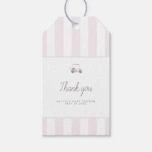 Pink golf cart rectangle favour tag