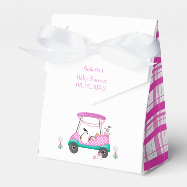 Pink Golf Cart With Baby Shower Thank You Favour  Box (Front Side)