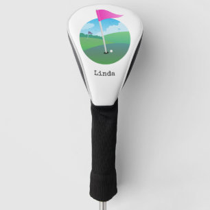Pink Golf Flag Illustration Golf Head Cover