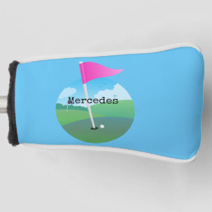 Pink Golf Flag Illustration Head Cover