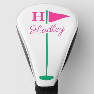 Pink Golf Flag Monogram Name Head Cover